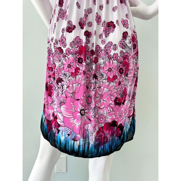 Vintage Y2k Sundress Casual Pink & White Flower Print Smocked Bodice Dress Small - Picture 6 of 7